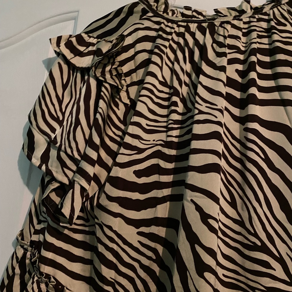 Tiered Zebra-Print Women's Dress - Black & Cream - Picture 8 of 9